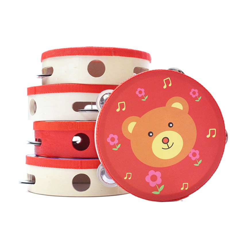 Instrumento de percusión Orff pandereta 6789 pulgadas tambor de mano de madera pandereta de mano infantil instrumento musical material didáctico de jardín de infantes