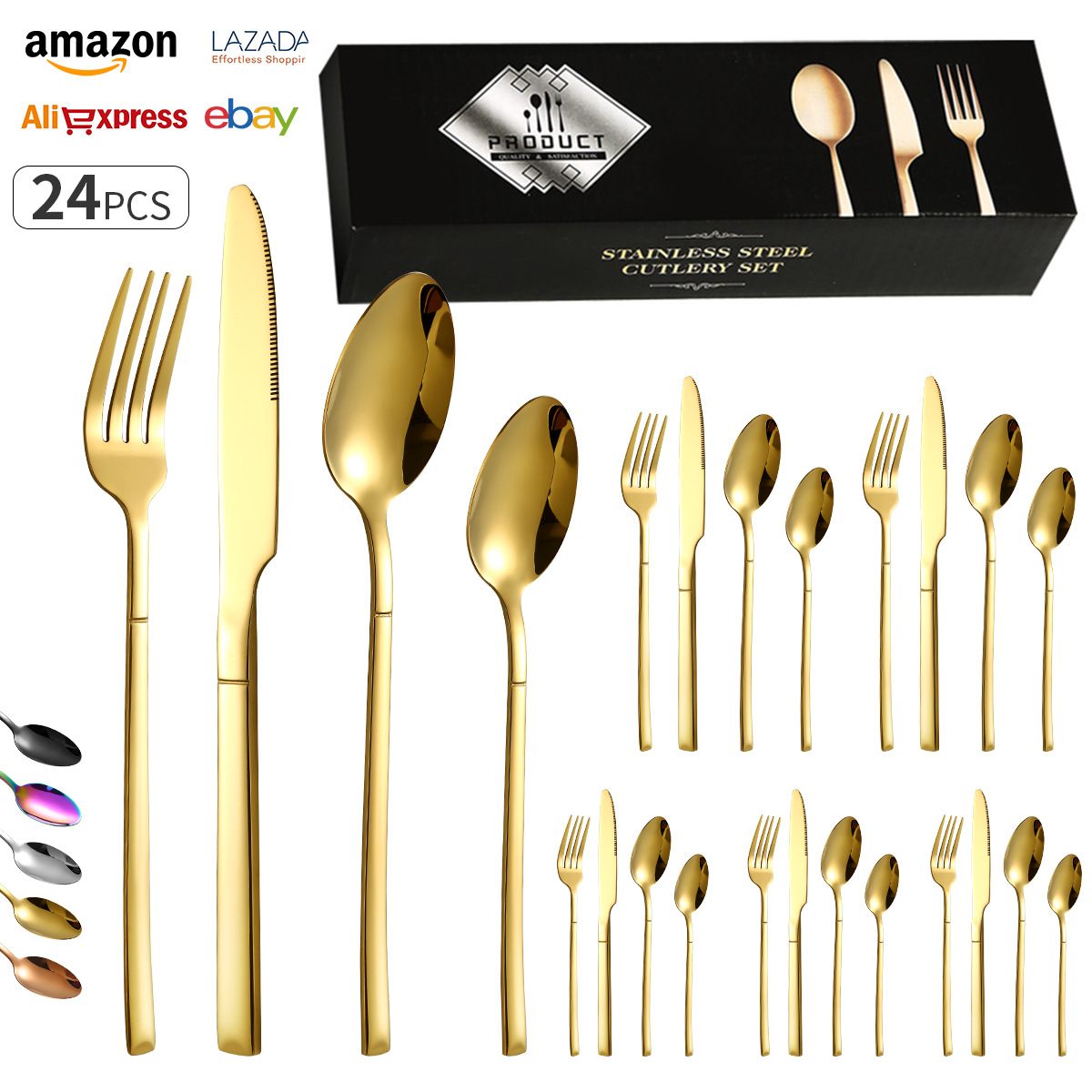 【鼎亿餐具】不锈钢餐具24件套骑士西餐具餐厅礼盒创意刀叉勺套装