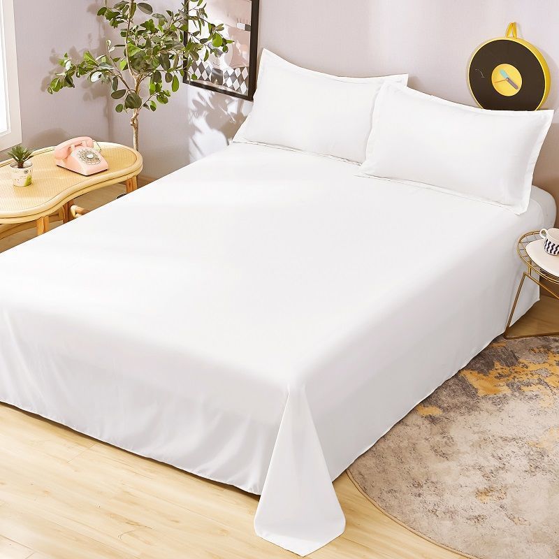 Sábanas de cama tela al por mayor tratamiento de agua lavado algodón dormitorio de color sólido cama doble arroz colcha blanca gris oscuro
