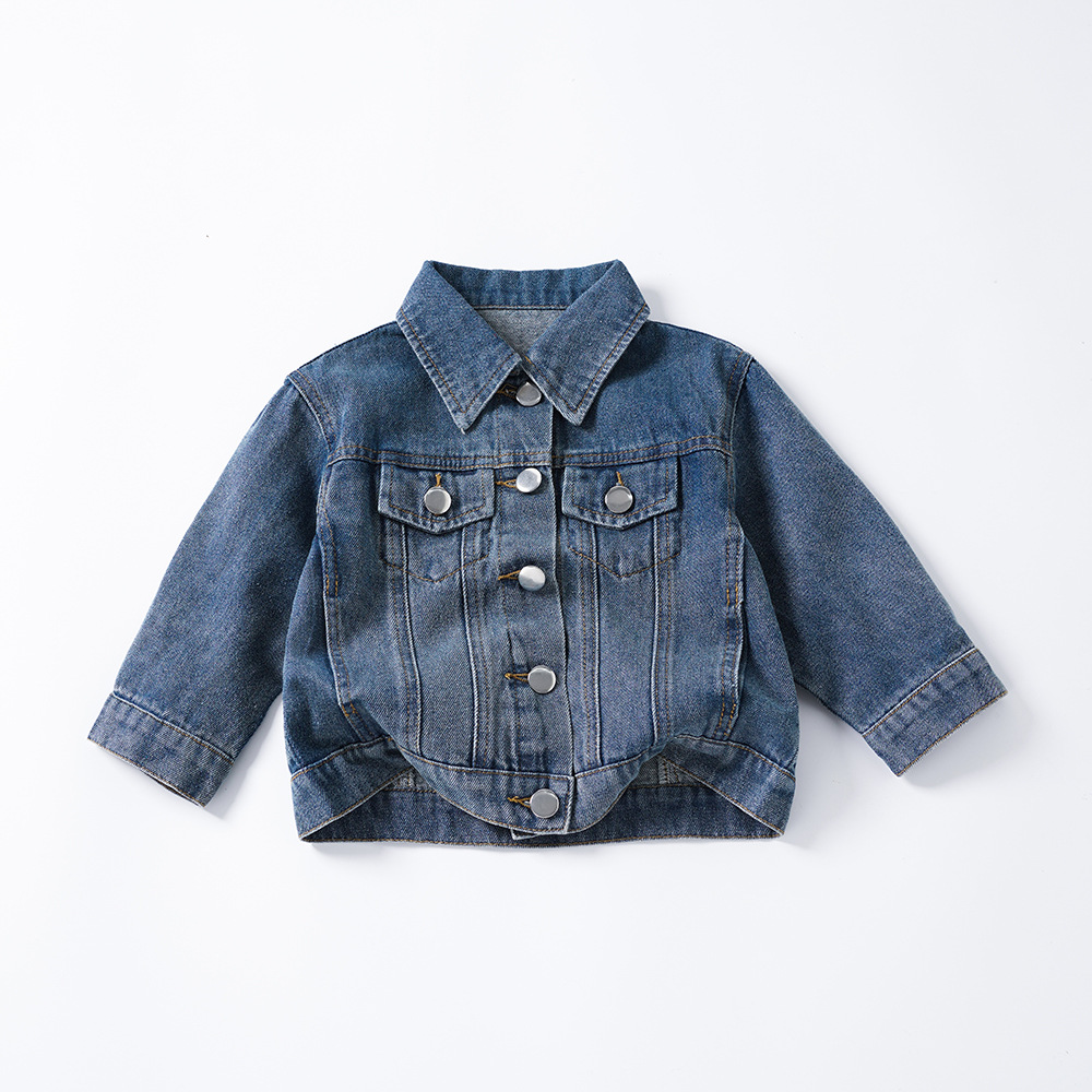 2024 Spring New Korean Style Boys' and Girls' Baby and Children's Denim Jacket Loose Spring and Autumn Middle and Small Children's Cardigan Jacket
