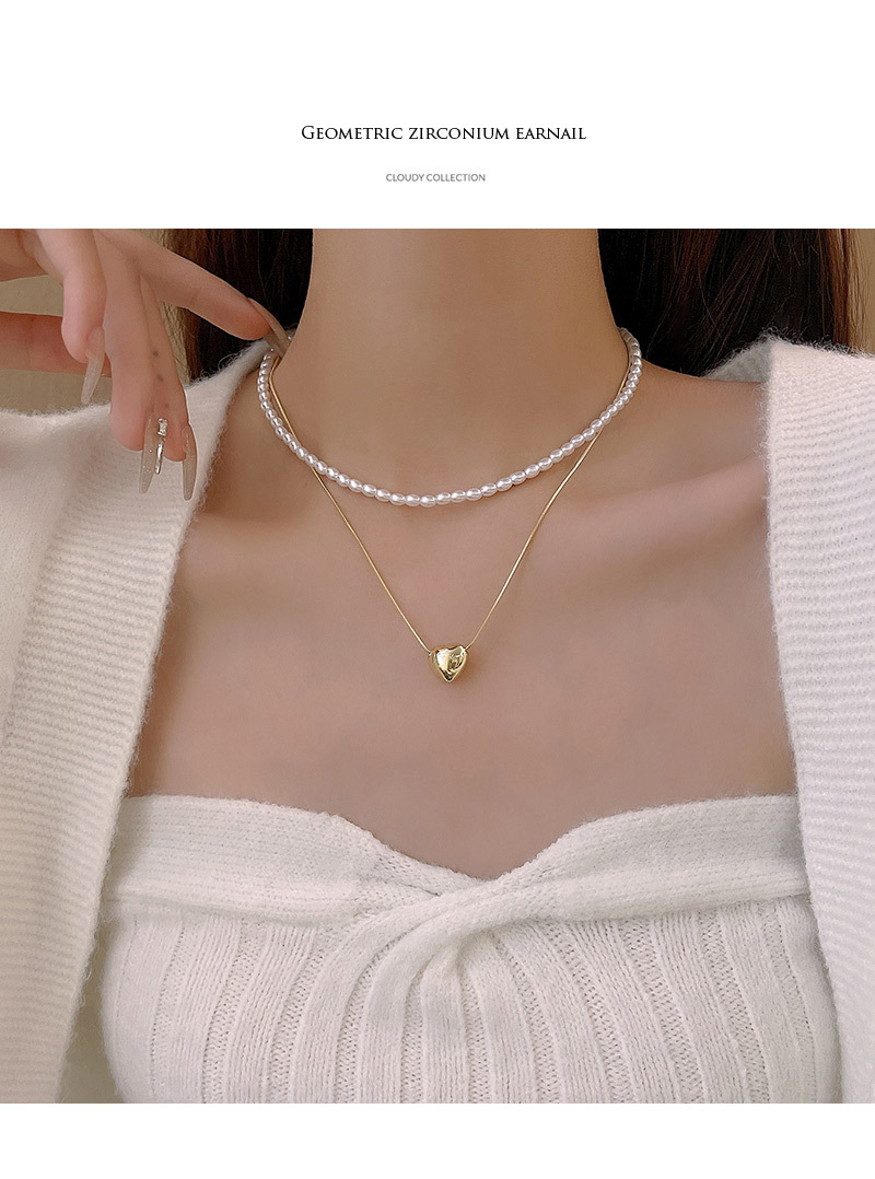 Simple Style Heart Shape Copper Plating Layered Necklaces 1 Piece