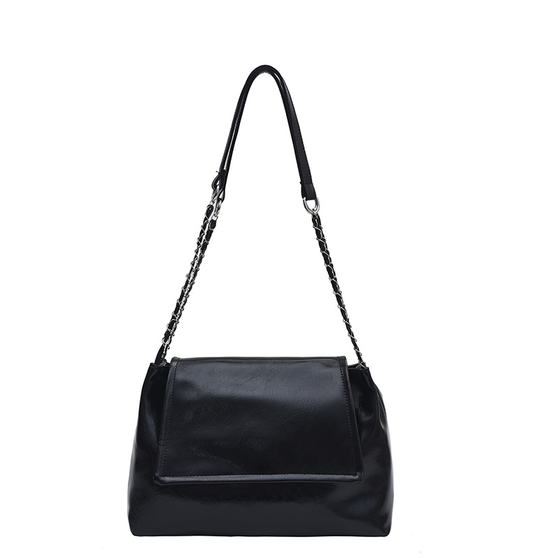 Bolsa de hombro de textura plateada de gran capacidad de transporte de cadena, nuevo nicho de diseño retro bolso de mujer