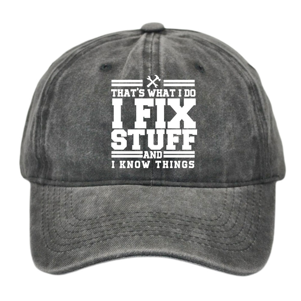 跨境I Fix Stuff 字母印花水洗棒球帽子男夏天户外遮阳复古鸭舌帽