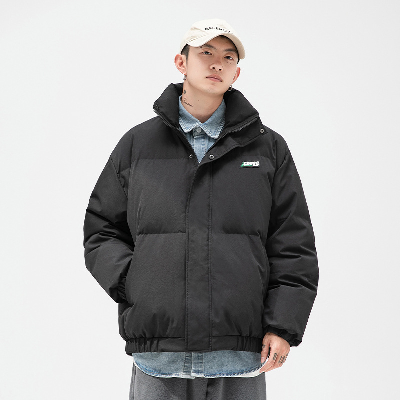 Ropa de algodón para hombre estilo coreano y japonés, chaqueta de algodón gruesa con relleno de plumón, nueva colección de invierno 2024, chaqueta acolchada con estampado moderno.