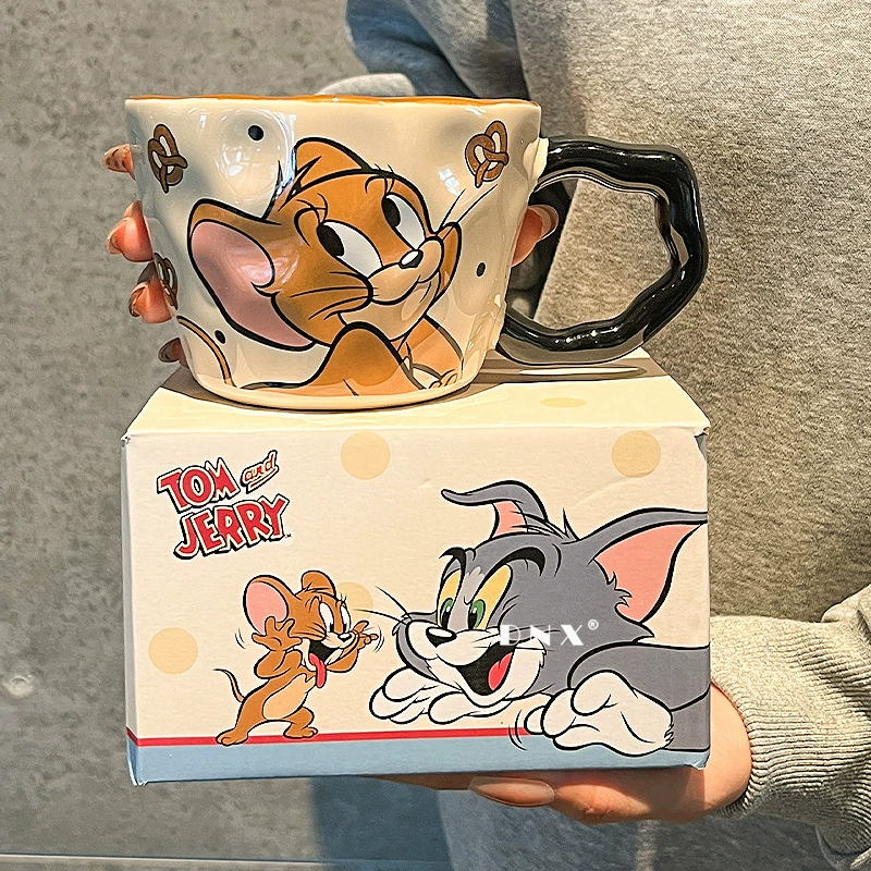 Ceramic Tom & Jerry Mug, 530 ml, Large Ear Handle — Gift Coffee & Breakfast Cup