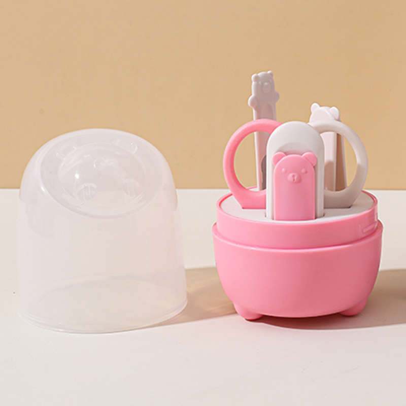 Set de Cortaúñas para Bebé de 4 Piezas de Plástico y Acero Inoxidable, para Cuidado de Bebés