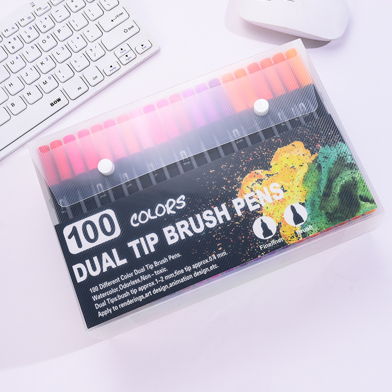 Promoción de Amazon 12 colores - 120 colores dos cabezas de acuarela para niños pincel de graffiti acuoso al por mayor