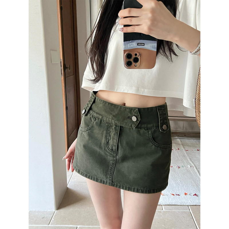 Ouyang'Wild Girl' Ultra-Long Legs Comparison! Vtg American-Style Low-Waist Slim-Fit Hip-Hugging Short Skirt Pants Hot Pants