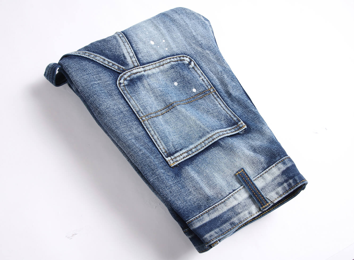 Men's Clothing punk blue multi pocket stitching loose non elastic straight tube micro flared men's jeans trend 3666_voghion.com