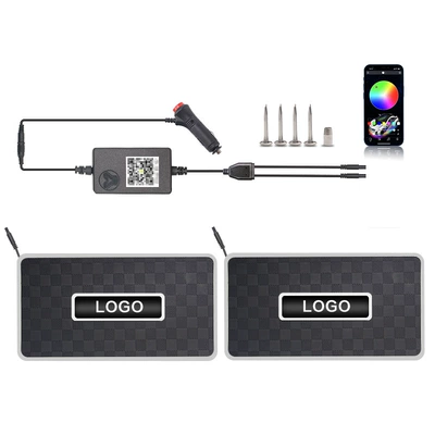Led Car Decorative Light Bluetooth | Universal Foot Pad - app-one-to-two-plaid-model-cigarette-lighter-to-draw-power-ships-with-the-default-welcome-label-for-custom-content-please-specify-the-text-or-send-an-image-to-customer-service