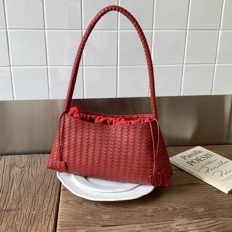 2025 New Cross-Border Niche Underarm Bag, Retro Woven Handbag, Casual Versatile Shoulder Bag With Matching Small Pouch For Women - Thumbnail 7