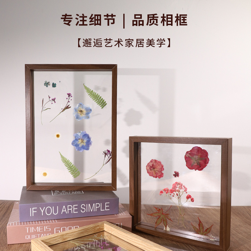 Hollow Wooden Table Photo Frame Double-Sided Acrylic DIY Embossed Plant Specimen Photo Framed Wooden Frame Modern Style