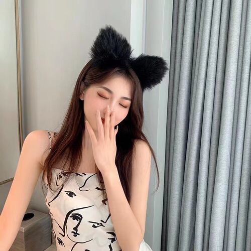 Cute bell cat-ear hairband with bowknot headband for cosplay, internet celebrity style, sweet hair accessories