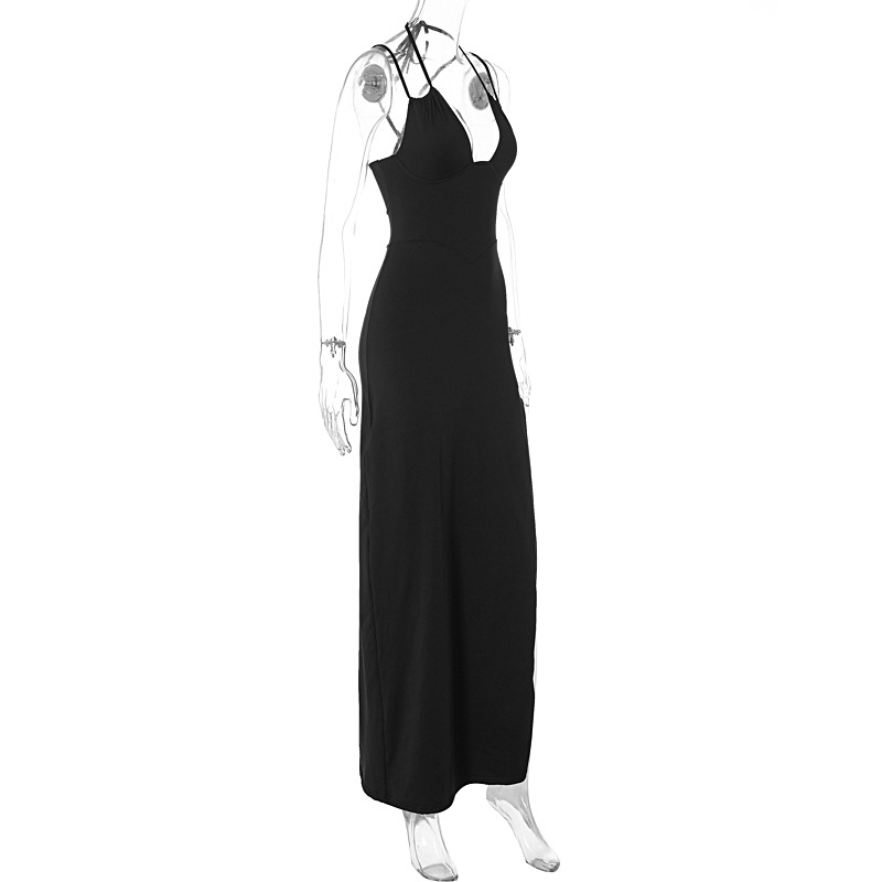 Summer Back Hollow Out Cutout out Strap Split Sling Dress Women Clothing
