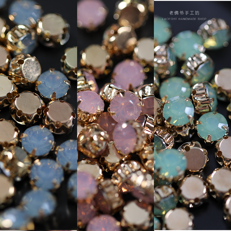 ✅ May New Model Lafayette French Embroidery Hand-Sewn Gold Base 8mm Round Claw Diamond Crystal Clear Handmade Jewelry Accessories