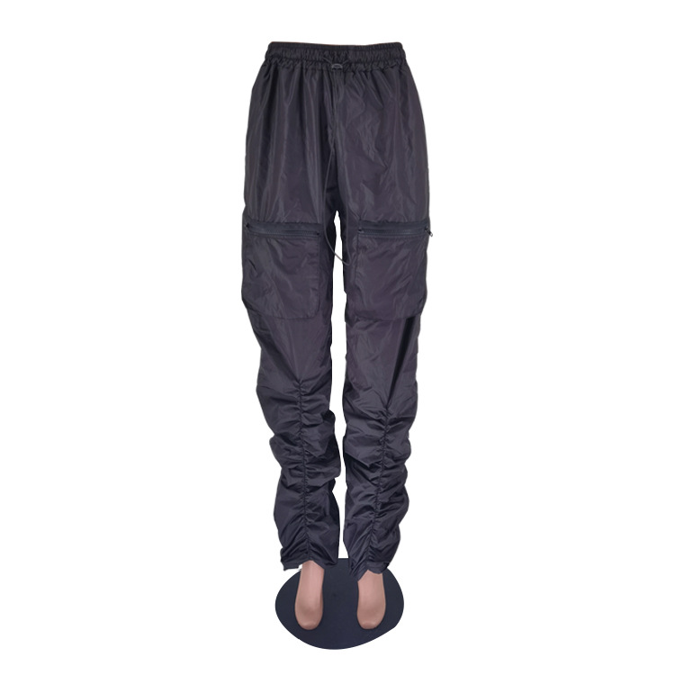 210g Weight Full Length Pants Length Spandex, Polyester Fabric Type Mid Waist Waist Line Cargo Pants Pants Type Micro-Elastic Elasticity Street Occasion Comfort Function Loose Version Solid Color Pattern Spring, Autumn Season Women's Gender Pocket Design Casual Style Women's Street Casual Solid Color Full Length Pocket Cargo Pants 13