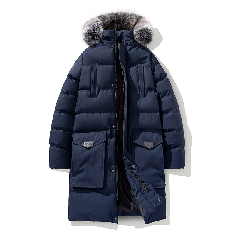 Large Size Men's Jacket Hooded Cotton-padded Jacket Medium And Long Cotton-padded Jacket Thickened And Warm Large Fur Collar Cotton-padded Jacket_viptrois.com
