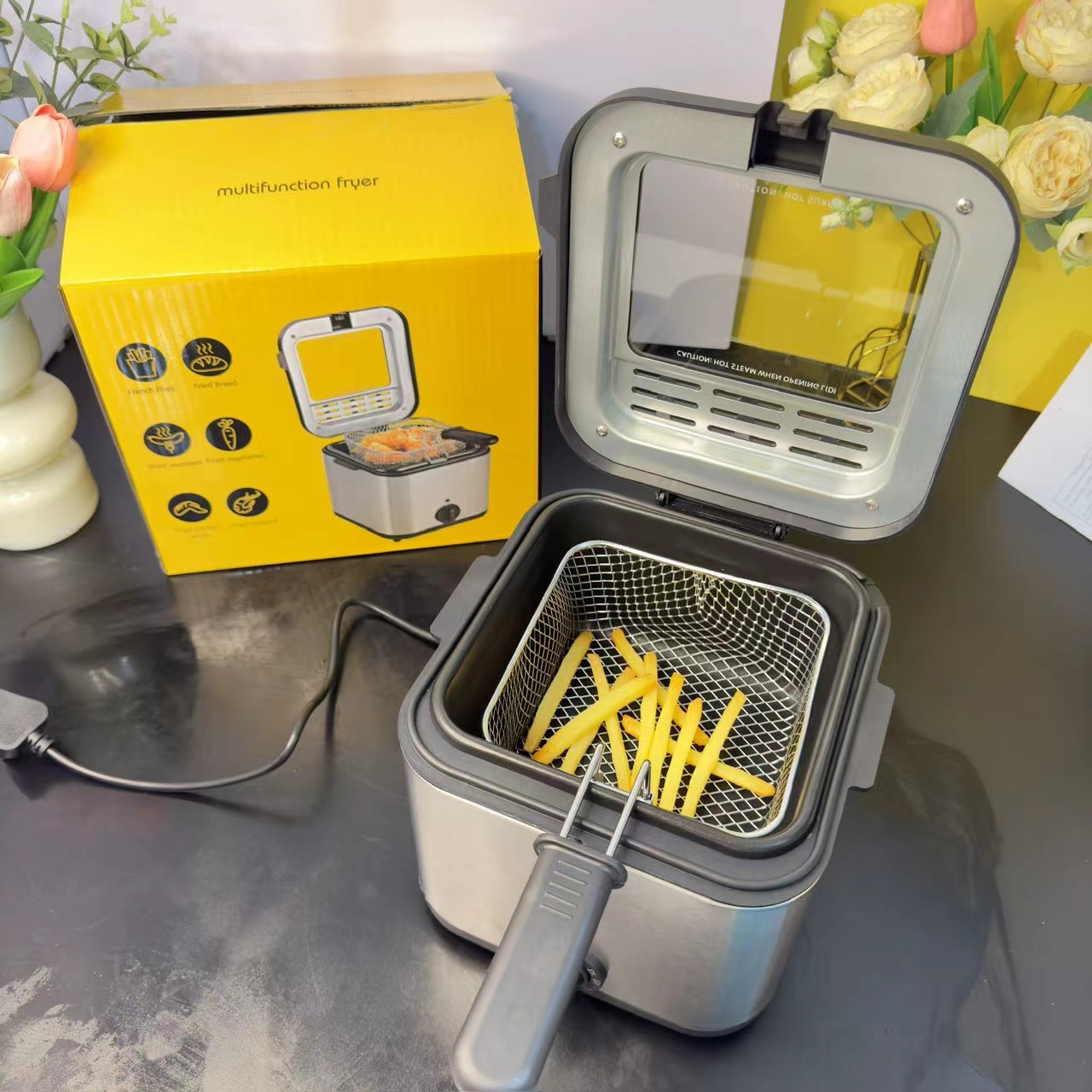 Cross-Border Electric Fryer 2.5L Large Capacity Electric Fryer for Commercial Use, Suitable for Frying Chicken, Fries, and Skewers