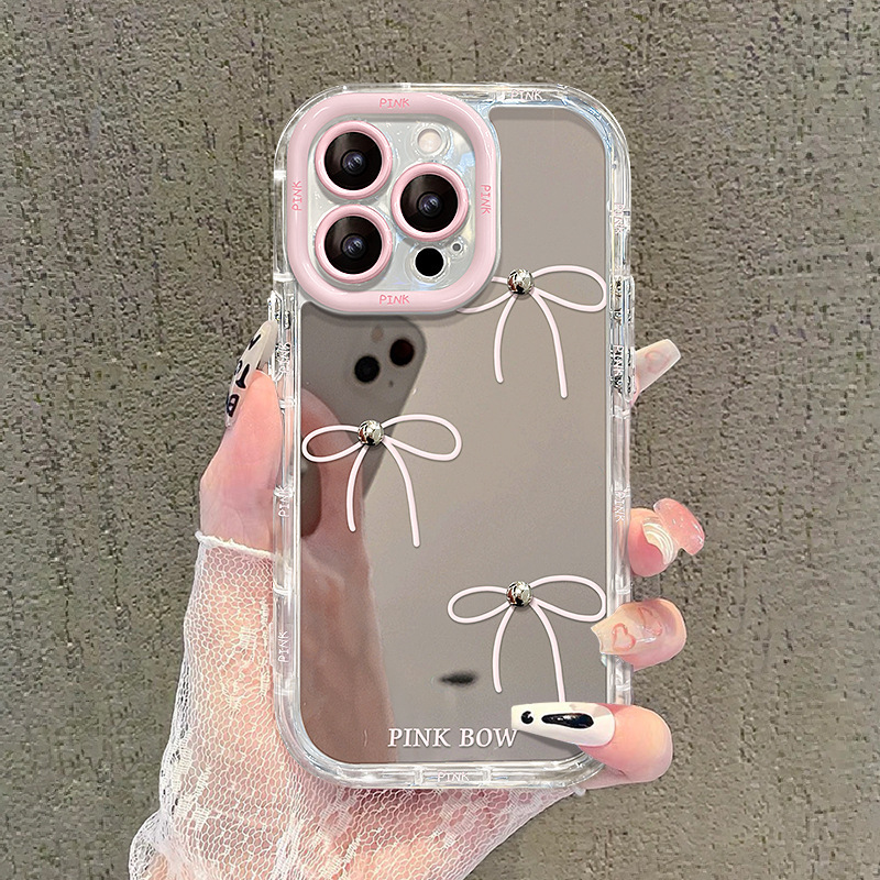 Bowknot Suitable for iphone16 Apple Phone Case 15 Mirror 14promax Advanced Sense 13 Simple 12 Stereo Bowknot Suitable for iphone16 Apple Phone Case 15 Mirror 14promax Advanced Sense 13 Simple 12 Stereo