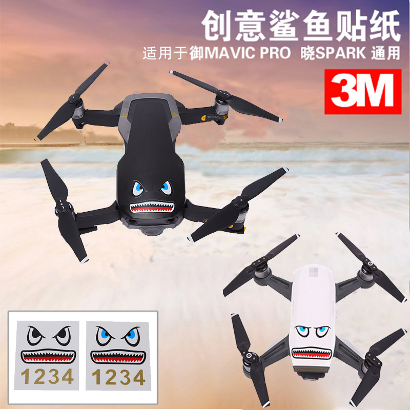 Aplicable a Dajiang Mavic aire Yuxiao pegatinas tiburón expresión pegatinas chispa cuerpo batería pegatinas