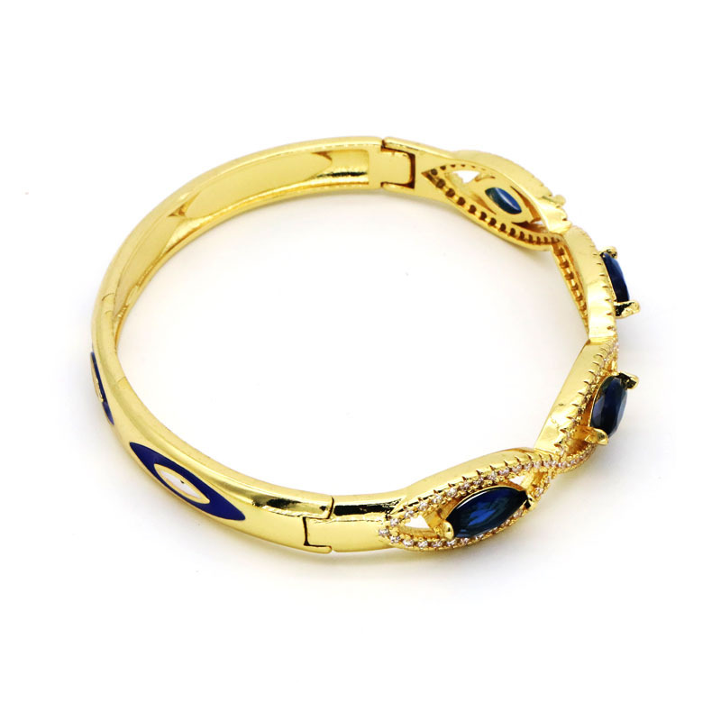 Fashion Devilu0027S Eye Copper Inlay Zircon Bangle 1 Piece