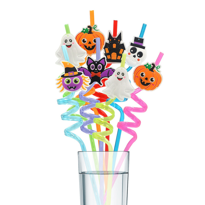 国境を越えたAmazonの人気のハロウィーン発光ストローPET漫画ストローは即時販売可能|undefined