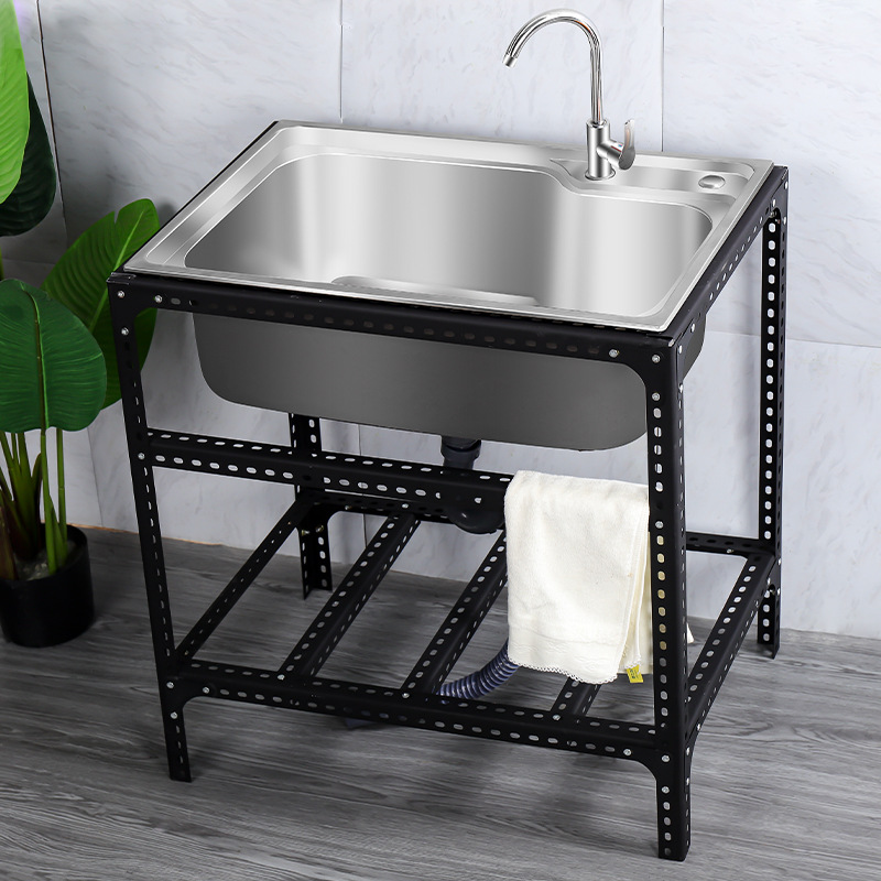 Thickened 304 Stainless Steel Kitchen Sink with Stand, Single-Bowl Basin—Perfect for Washing Vegetables, Dishes, and Hands