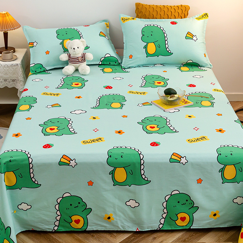 Sábana de algodón grueso de dibujos animados pieza individual 100 algodón dormitorio de estudiantes cama individual de verano pieza de tres piezas doble 1.5
