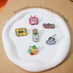 卡通外貿英文系列徽章可愛電視機 向日葵 咖啡杯胸針烤漆飾品配飾