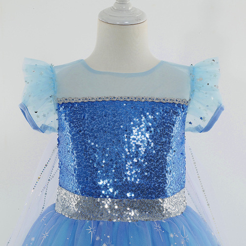 Ice and Snow New Elsa Princess Dress Halloween Elsa Girl Child Dress Elsa Sparkling Princess Dress Dropshipping One Piece