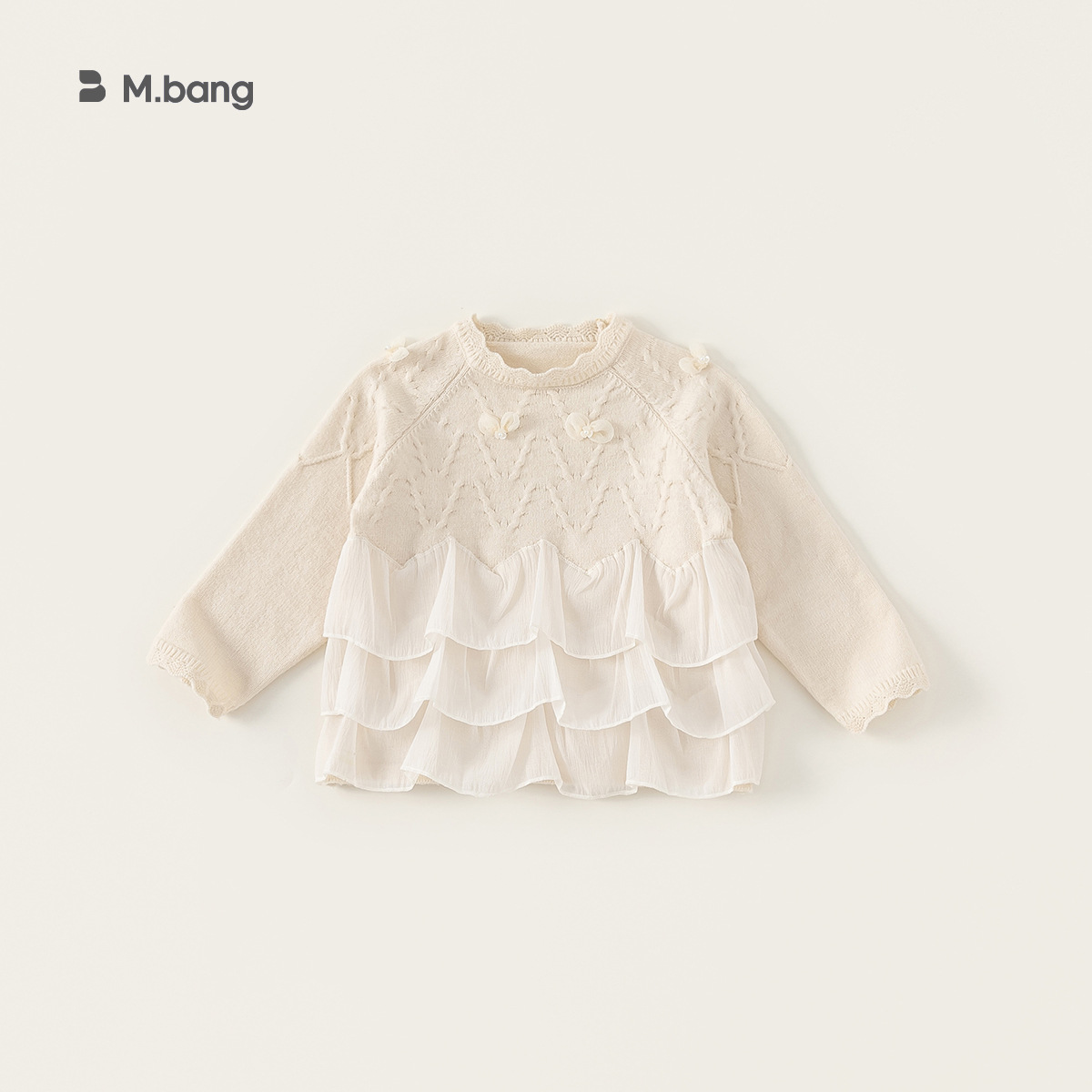 Yoobao ropa infantil suéter de niñas 2026 primavera nuevo niño chaqueta de encaje camisa de punto de punto de bebé