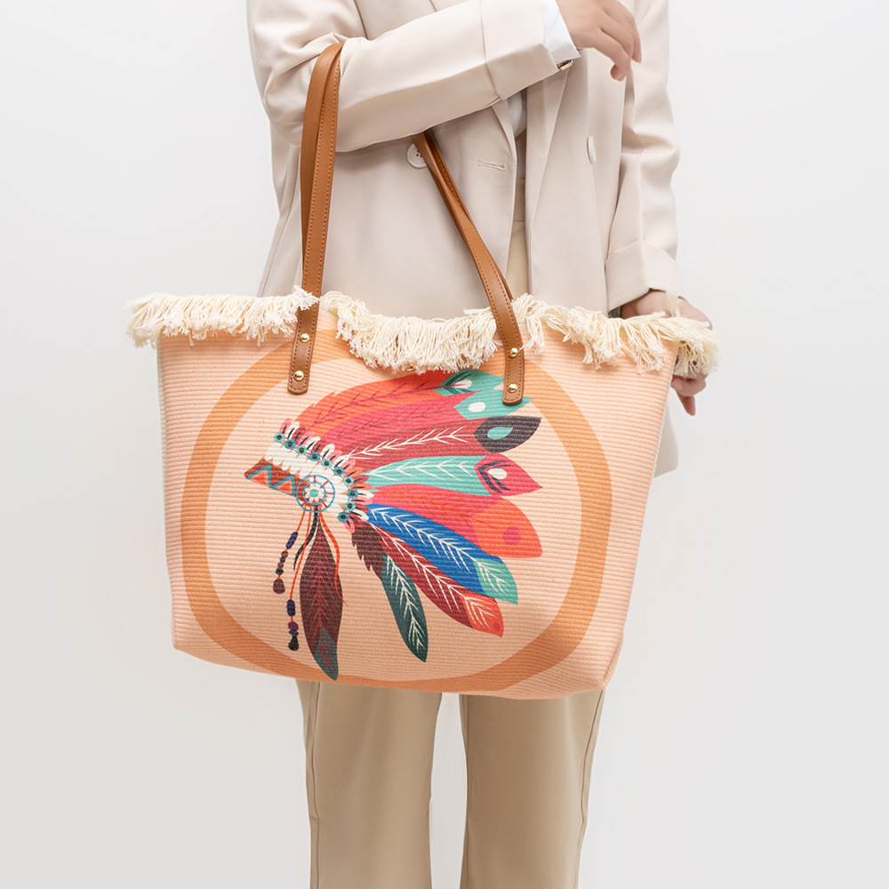 Bohemian-Ethno-Stil Canvas Pendler-Schulter-Nischendesign, Tasche mit großem Fassungsvermögen, Damentasche_voghion.com