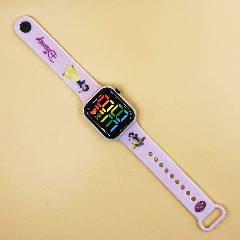 El comercio exterior de impresión en color de dibujos animados LED reloj electrónico color fresco luz botón digital niños estudiante reloj fuente de fábrica