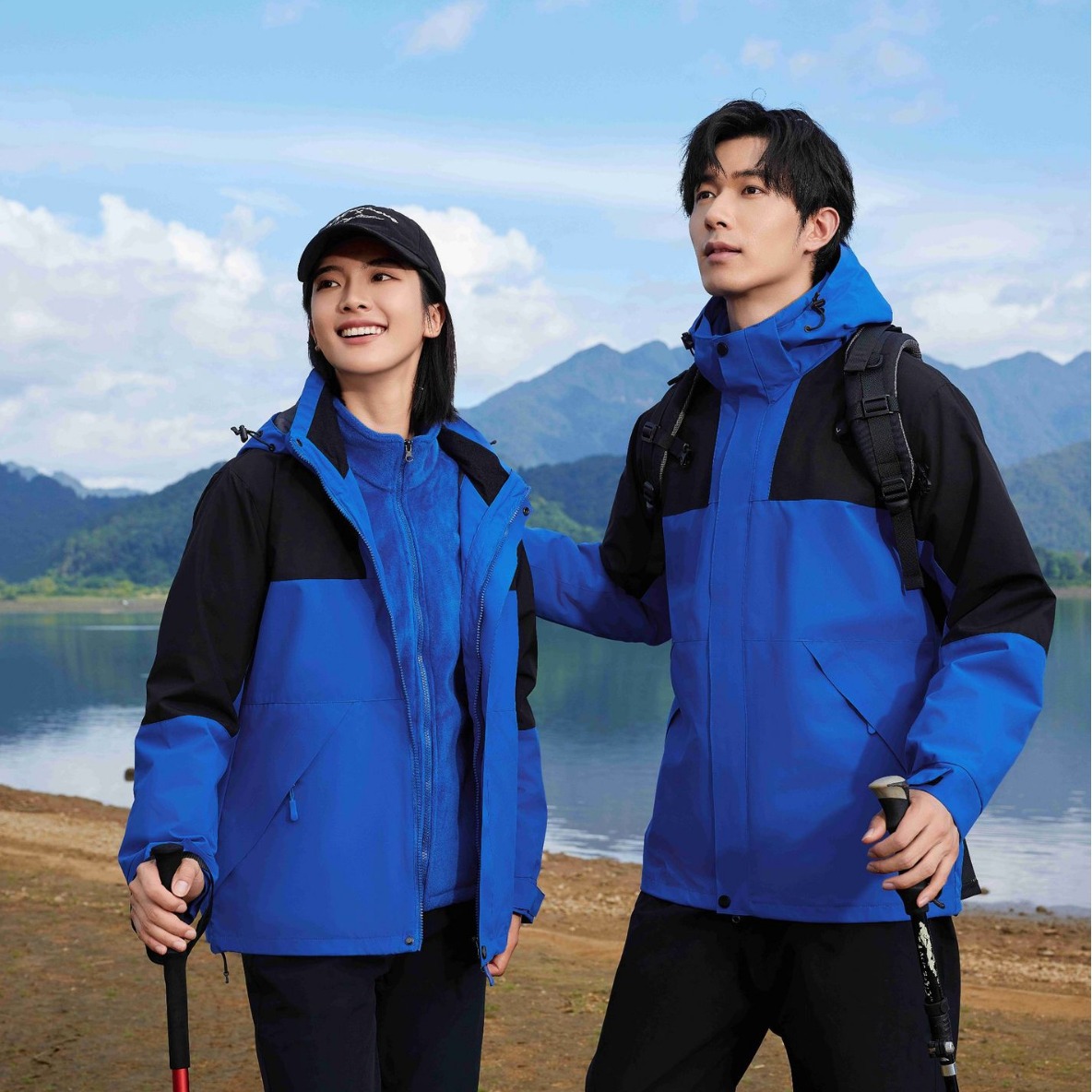 Outdoor disassembly charge clothes fleece-lined school work clothes printed logo three-in-one kindergarten teacher two-piece company group clothes