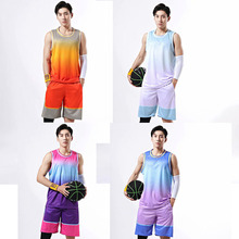 漸變色籃球服套裝男潮流嘻哈球衣個性學生青少年比賽隊服訓練服