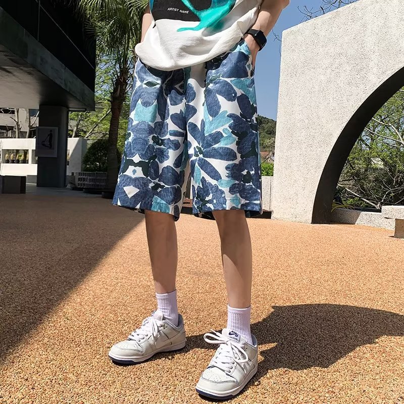 Beach pants men's American-style thin quick-drying swimming trunks fashionable brand loose seaside holiday flower shorts