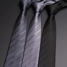 R 37595 Black Gray Stripe Tie �ڻ�������� �羳��������