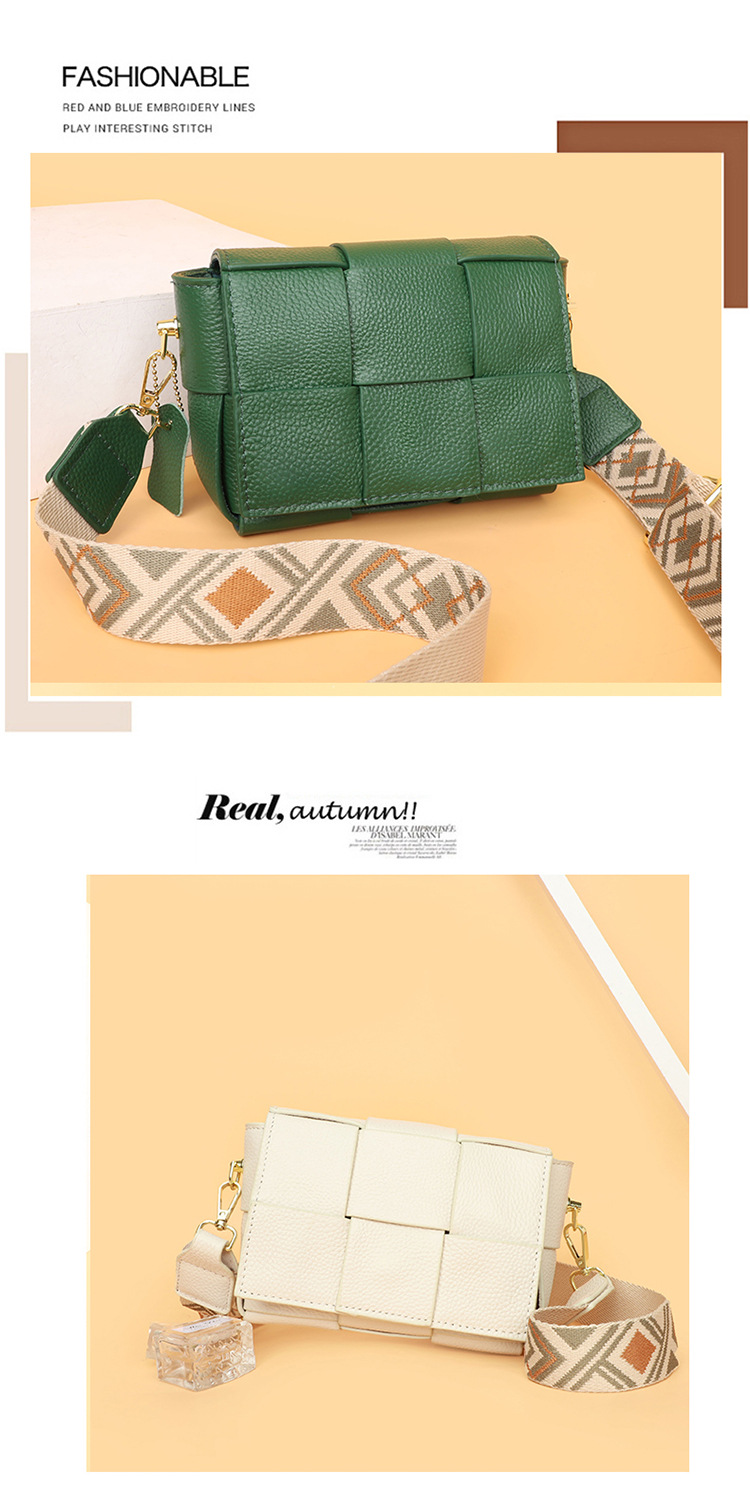 Genuine leather woven shoulder bag 1