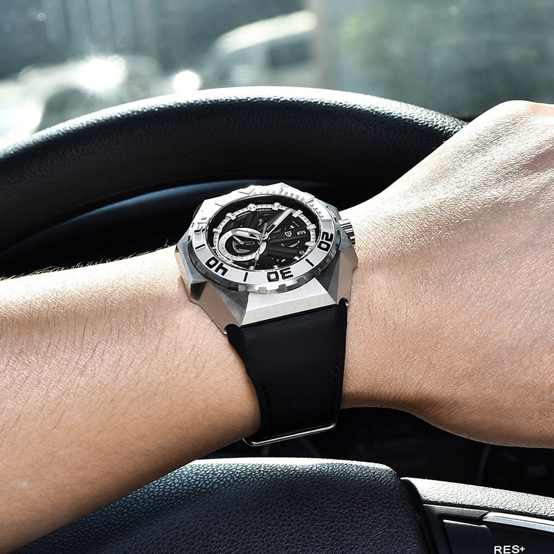 Pagani bojiani YS007 reloj de hombre dial grande reloj mecánico automático creativo reloj de hombre de acero inoxidable hueco