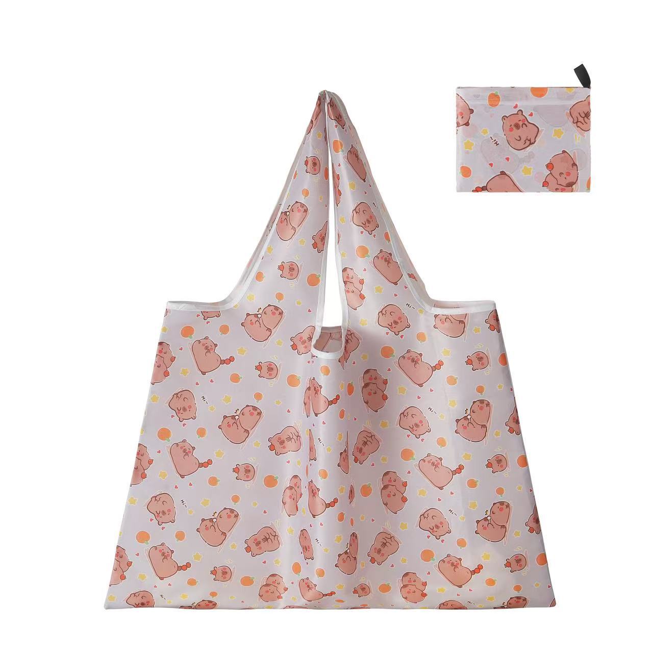 Nueva bolsa de compras plegable de gran capacidad en stock bolsa plegable de Protección Ambiental bolsa de almacenamiento portátil de impresión portátil creativa