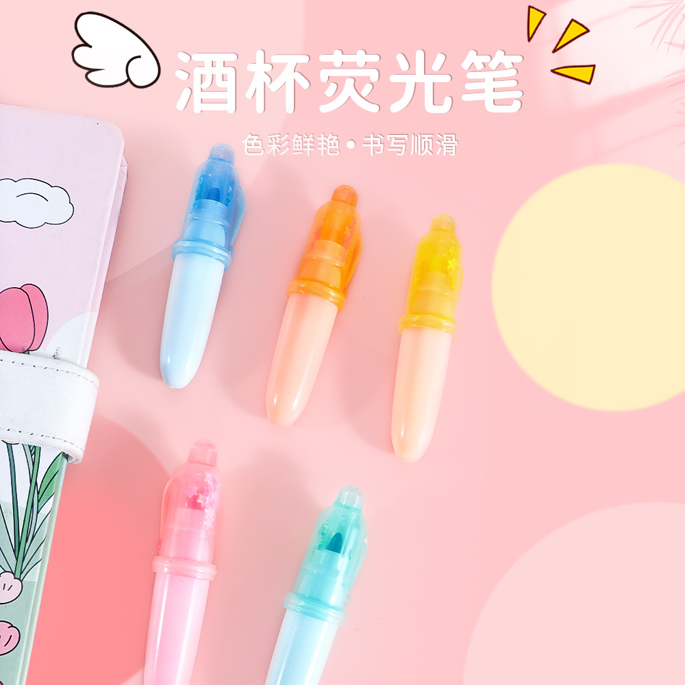 Amazon venta caliente mini bolígrafo 5 colores resaltador para niños DIY graffiti marcador de línea de puntuación de bolígrafo resaltador