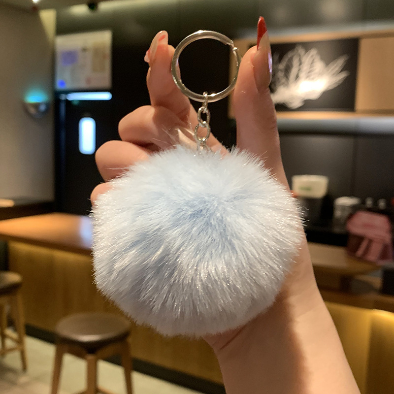 Gran bola de peludo llavero auténtico lindo peludo colgante llave de coche estudiantes pareja regalos colgante al por mayor