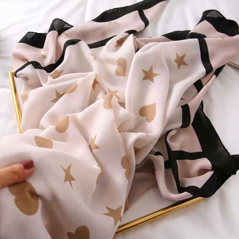 Women's Fashion Star Heart Shape Cotton And Linen Printing Cotton Linen Scarves display picture 5