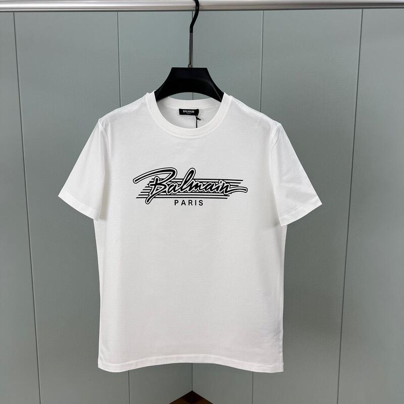 Balmain Spring and Summer New Men's Classic Letter Printed Casual Short-sleeved T-shirt Fashionable All-match Top
