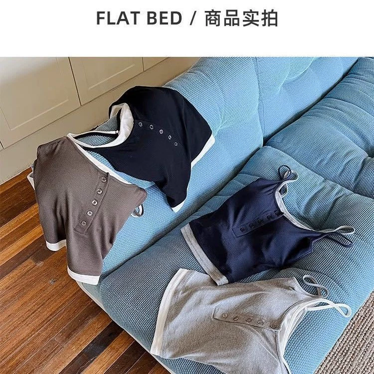 Приталённый топ‑маечка с чашками, женский на плечах, базовый вариант, one size (80–125 цзинь)