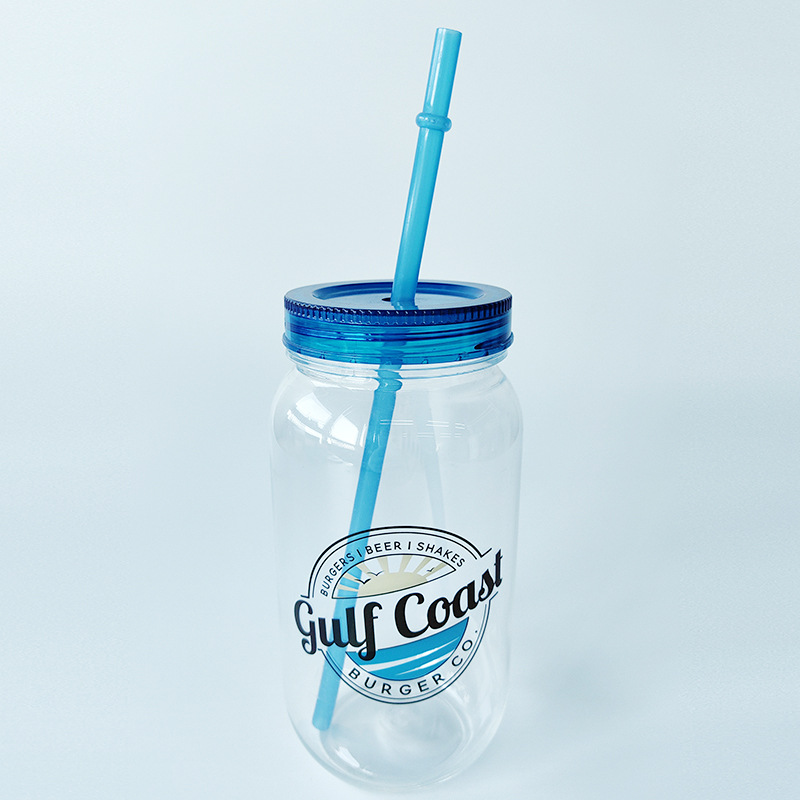 26oz de plástico Mason Cup publicidad creativa taza de agua regalo promocional 700ML paja taza de plástico taza de los PP