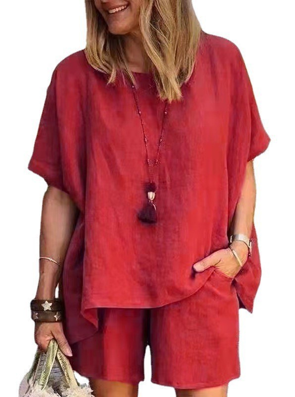 2 Piece Set Quantity Daily Occasion Round Neck Neckline Comfort Function Regular Fit Fit Type Women's Vacation Solid Color Polyester Pocket Pants Sets