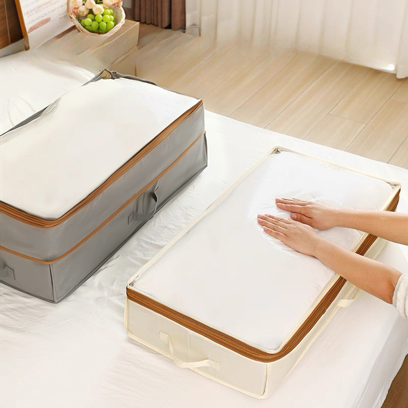 Oxford Cloth Visible Storage Bag, Foldable Waterproof and Moisture-Proof Wardrobe Organizer Box, Packing and Moving Under-Bed Storage Box