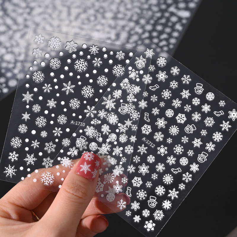 Little Red Book popular Christmas snowflake nail stickers laser silver white snowflake elk Christmas nail decorative stickers