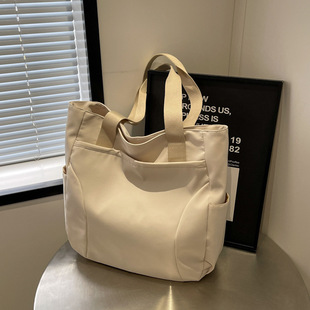 High-grade Korean style canvas bag shoulder bag women's printable logo solid color handbag lazy style large capacity Women's bag